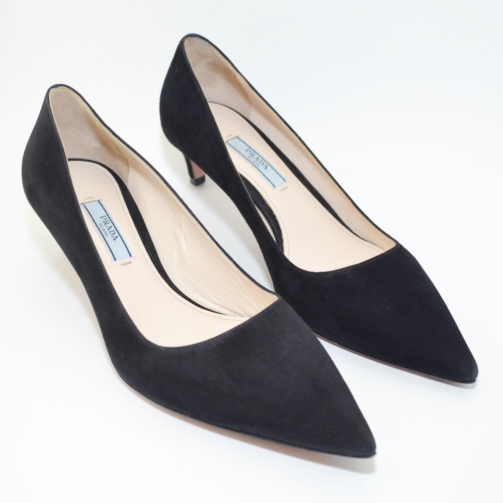 Prada Black Suede Kitten Heels 37/7